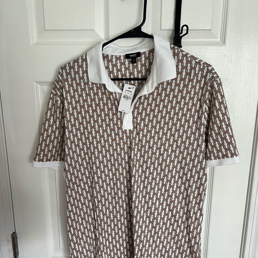 Brown and White Patterned Men's Shirt